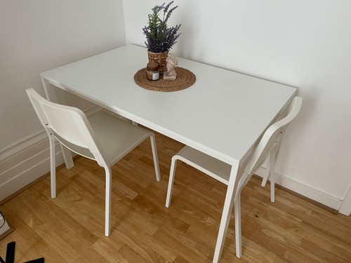 White table with - ,