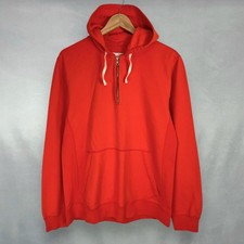Albam Quarter 1/4 Zip Cotton Hoodie Orange Mens M
