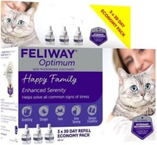 NEW Feliway Optimum Cat Enhanced Calming Pheromone 3×30 Days Refill Cat 48ml Set