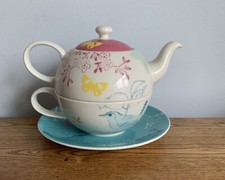 PORTMEIRION DAWN CHORUS TEA FOR ONE TEAPOT CUP SAUCER ￼