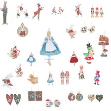Gisela Graham Alice Wonderland Christmas Tree Decorations White Rabbit Hatter ++