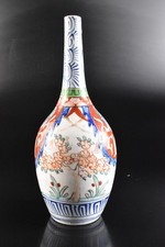 U8838: Japanese Old Imari-ware Colored porcelain Gold paint Flower FLOWER VASE