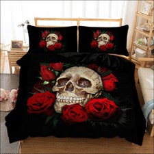 Gothic Skull Rose Duvet Cover