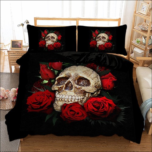 Gothic skull rose duvet cover - gothic,