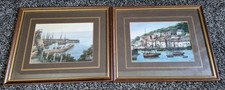 2 Kevin Platt Cornwall Prints Framed Polpero And St. Agnes Cornwall seaside vgc