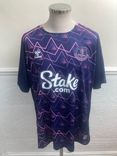 Hummel Everton Away 2022-2023 Blue Pink Pre Match Shirt Jersey Size 3XL - NEW
