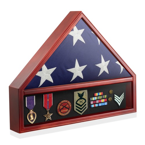 Military flag and medal shadow - and,