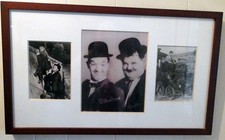 3 STAN LAUREL & OLIVER HARDY MATTED WOOD FRAMED PICTURES - Night Owls, Hog Wild+