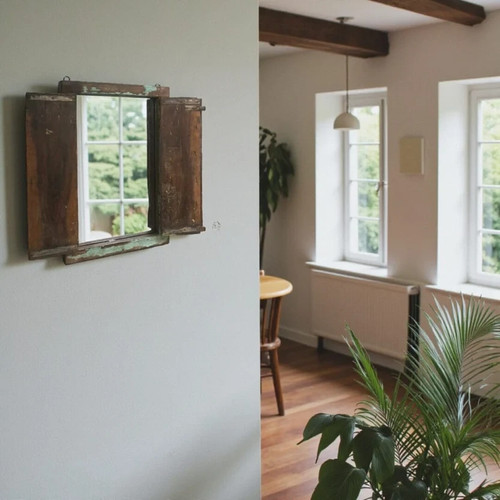 Vintage window shutter - shutter, mirror