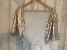 Handmade Women’s Gold Sequined Jacket Bolero, never worn, Size XS, Size 8/10 W