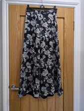 Topshop Black Palazzo Pants With Silver Purple Silk Floral Print Size 6 Petite