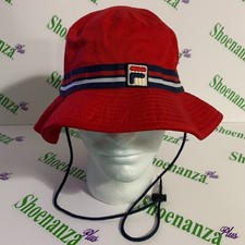 Fila Bucket Hat Drawstring Striped Cotton Red Navy Blue White Large / X-Large