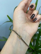 Tennis Bracelet 14KYellow Gold Plated Silver 7Ct Round Lab Created Black Diamond