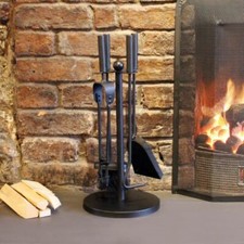 5 PIECE COMPANION SET BLACK FIRESIDE FIRE TOOLS FIREPLACE HEARTH POKER BRUSH
