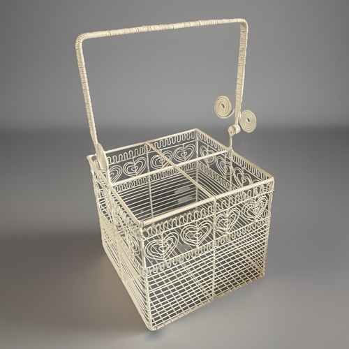 Shabby chic white metal wire - shabby,