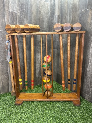 Vintage wooden croquet set - vintage,