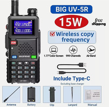 Baofeng UV-5RH Max Tri Power 15W Air Band Two-Way Radio Walkie Talkie Long Range