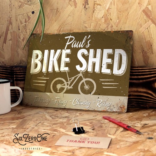 Personalised bike shed metal - bike,