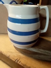 Vintage Staffordshire Chef Ware Blue & White Striped Jug Milk Custard Retro