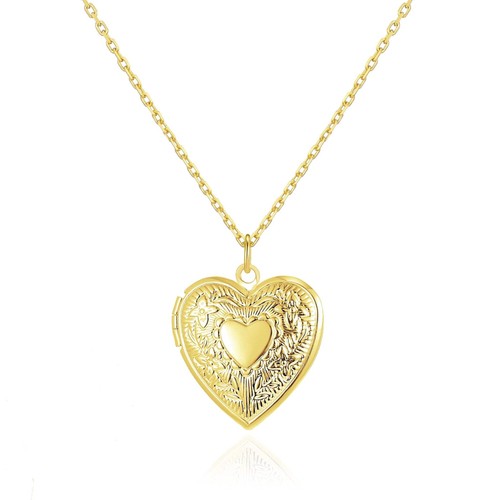 18k gold plated heart locket - 18k,