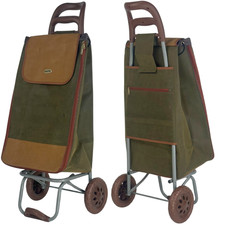 Premium 70L Faux Leather Lightweight Expandable Shopping Trolley Cart Grocery