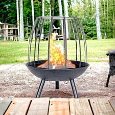 La Hacienda Round Open Steel Cage Fire Pit Garden Patio Wood Burner RRP £139.00