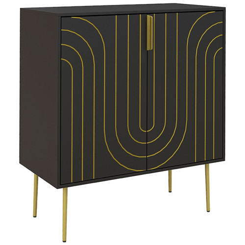 Sideboard black mdf - mdf, gold