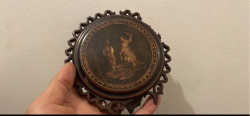 Very old ebonised wall mirror - very,