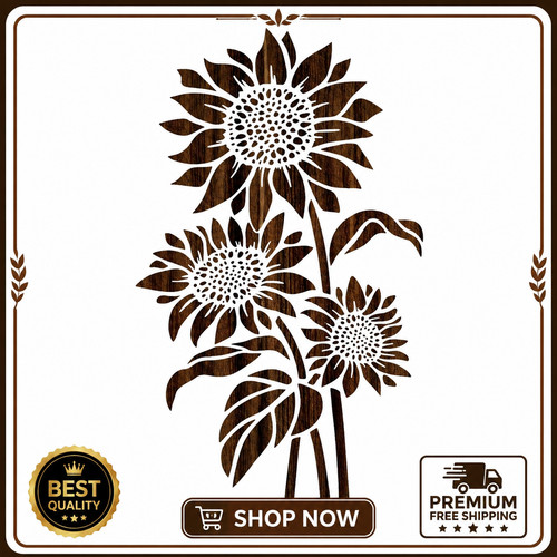 Reusable sunflower stencil - a4,