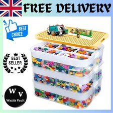 Lego / Blocks Multi Purpose Storage Box 3-Tier Stackable Adjustable Compartments