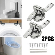 2 SETS Stainless Steel Toilet Seat Hinges Spare Replacement W/ Mounting Fittings