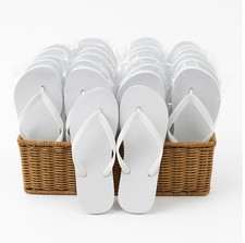 50 X Pairs Of White flip flops Bulk wedding Guests UK 3-4 5-7-8  & 9-10 Joblot