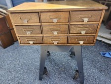 Antique Tiger Oak 9 Drawer File Cabinet