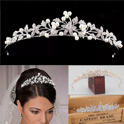 Elegant pearl flower tiara - flower,