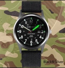 ✅ Swiss Army Military Watch Men’s Canvas Strap Quartz Sport Wrist Gift Black UK
