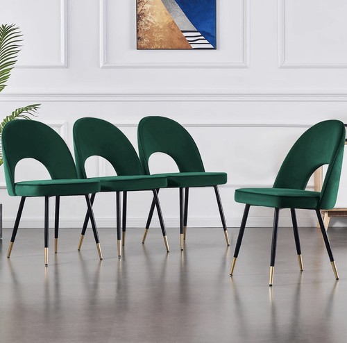Green velvet dining chairs - green,