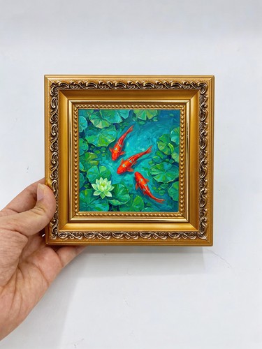 Koi fish lotus pond oil - koi,