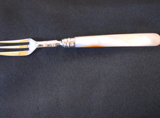 Solid Silver Pickle Fork Hallmark Date 1883 Mother of Pearl Handle By Hilliard &