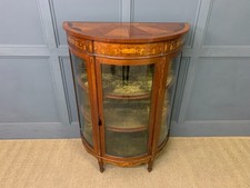 Antique Inlaid Bow Fronted Display Cabinet c.1900