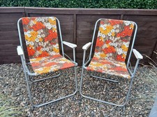 VINTAGE 60'S 70'S FLORAL DECK CHAIRS Outside Seating Campervan Caravan 