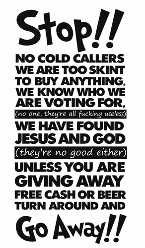 Cold callers door - cold, stickers