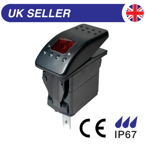 Red illuminated marine rocker - illuminated,