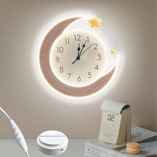 Moon neon wall clock with - neon,