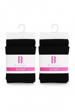 2 Pack Girls Black 100 Denier Tights EX BHS School Uniform Thick Opaque 7–16Y