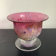 Vintage Jonathan Harris Ironbridge Studio Glass Pedestal Vase Pink Millefiori 