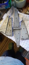 2 PAIRS OF HEAVY DUTY GALVANISED STRAP HINGES 11" LONG X 3"AT HINGE