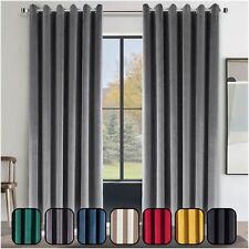 Luxury Heavy Velvet Curtains PAIR of Eyelet Ring Top Fully Lined Ready Made