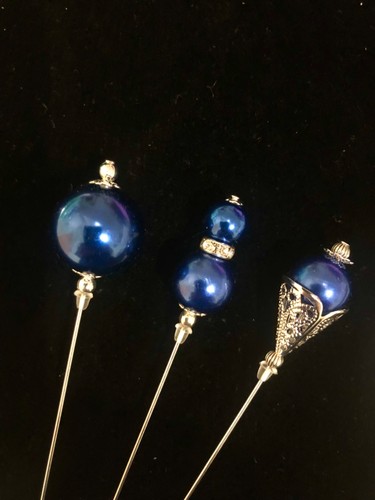 Silver and blue pearl hat - pearl,