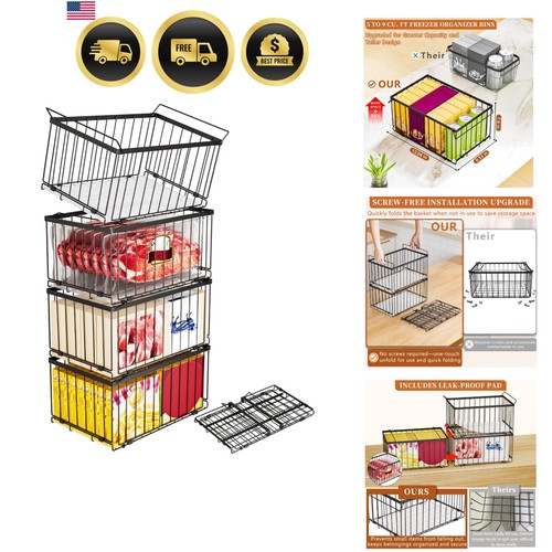 Freezer organizer bins large - bins,