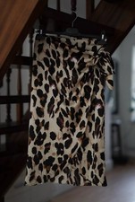 Womens Vera & Lucy  Classic Leopard Print Brown Black Wrap Midi Skirts Size S
